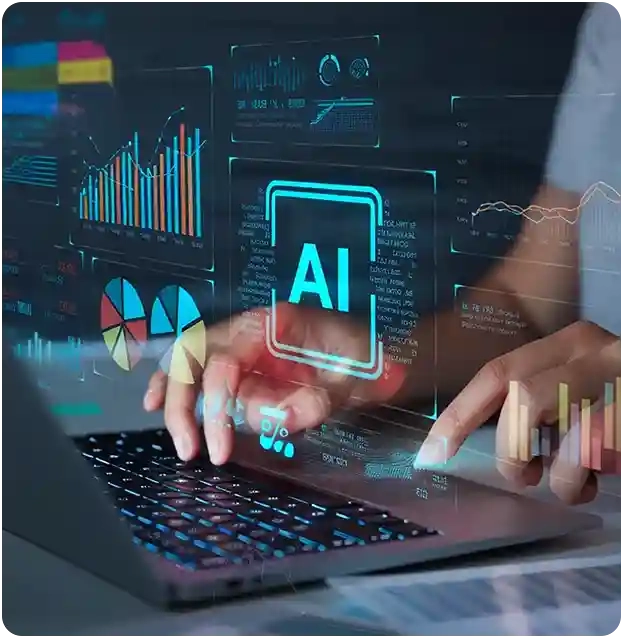 AI-powered data analytics dashboard displayed on a laptop for intelligent business insights